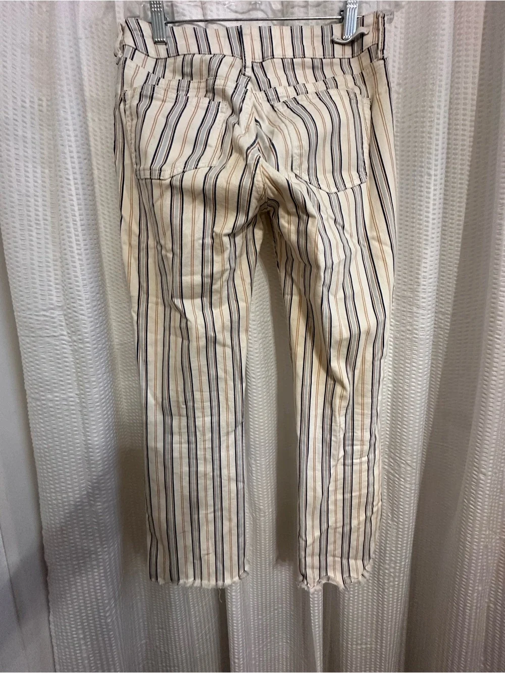 Pilcro and the Letterpress Cream and Blue Striped Cropped Jeans